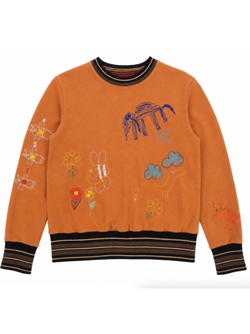 Vivienne Westwood Man Embroidered Crewneck Sweatshirt Orange SS16 Men's Medium